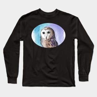 Owl watercolour painting- wildlife inspired art Long Sleeve T-Shirt